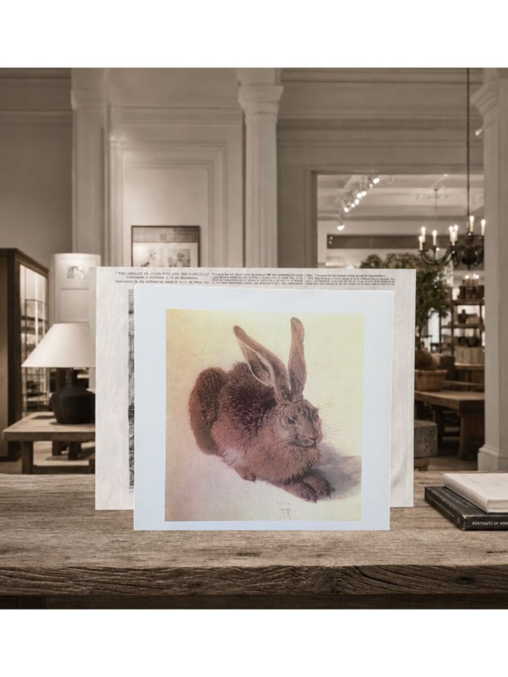 1984 Albrecht Dürer Young Hare Rabbit Vintage Art Print 11x11 Cardstock